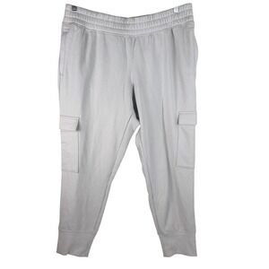 DSG Womens 2XL Cargo Fleece Jogger Pants Light Gray Loose Fit‎ High Waisted